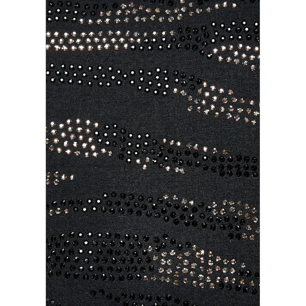 LASCANA 3/4-Arm-Shirt »mit Strass-Dessin« Aus Hochwertiger French Terry-Qualität Aus Viskose
