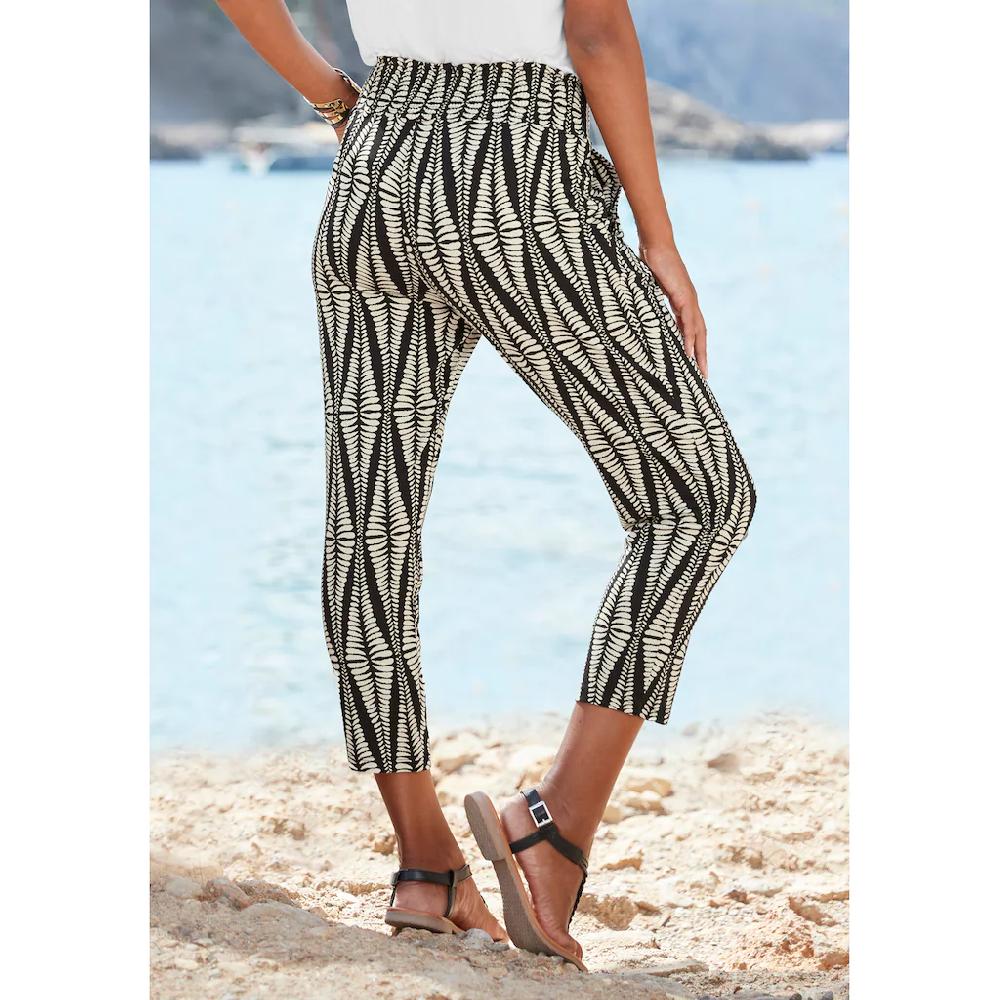 LASCANA 7/8-Hose Mit Breitem Bündchen Und Allover-Druck Leichte Jerseyhose Sommerhose