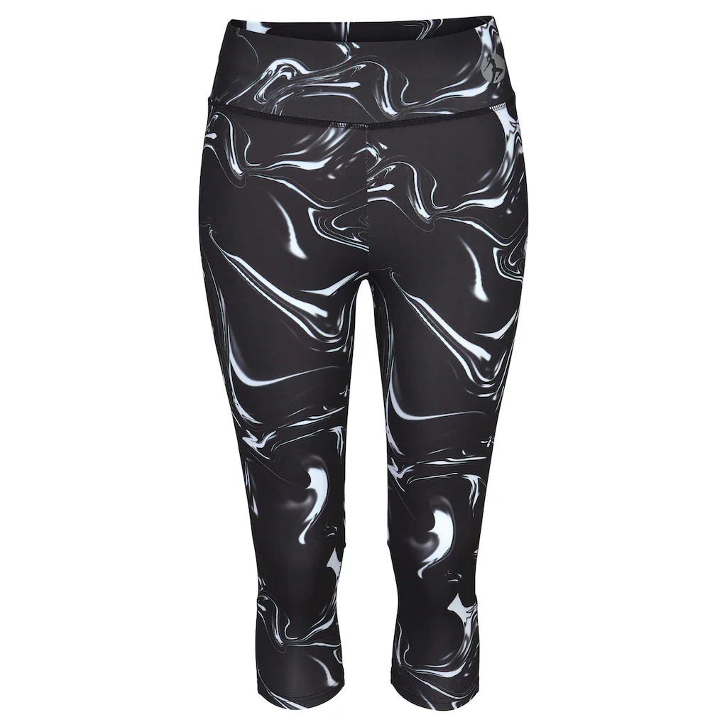 LASCANA ACTIVE Caprileggings »Black Marble« Sporthose Mit Breitem Bund
