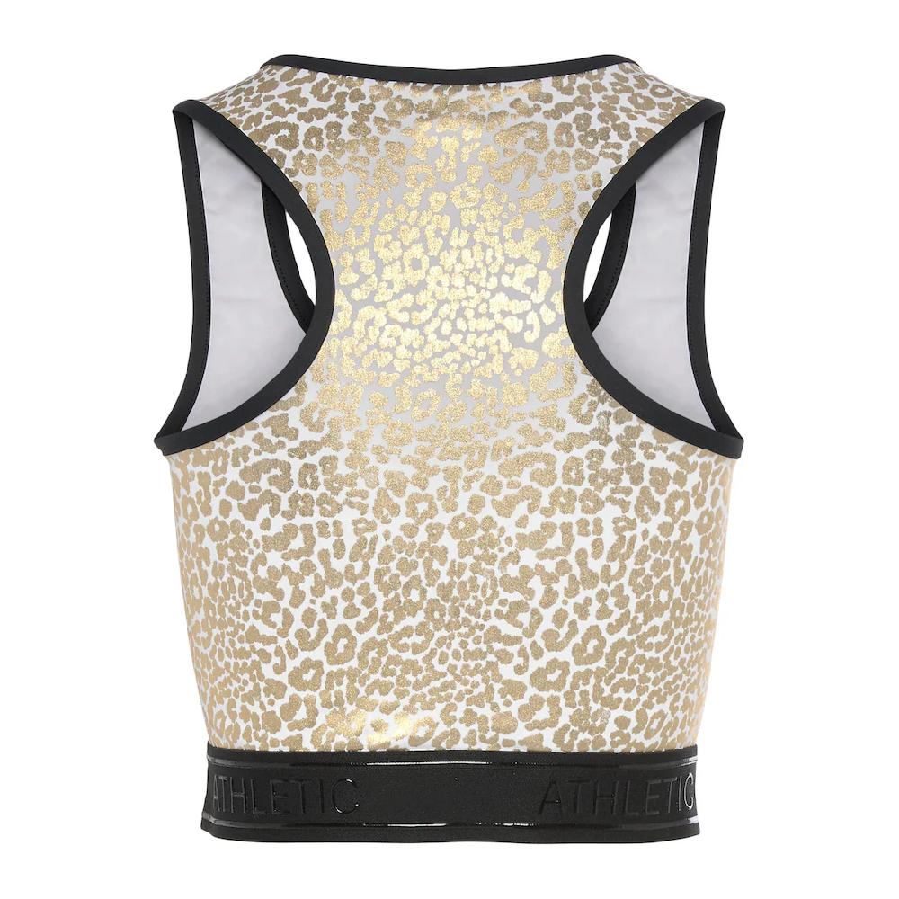 LASCANA ACTIVE Crop-Top Sporttop Mit Glänzendem Animalprint Und 3D-Schriftzug Auf Dem Bund