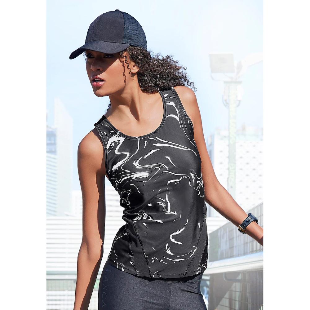 LASCANA ACTIVE Funktionsshirt »Black Marble« Sportshirt mit breitem Racerback