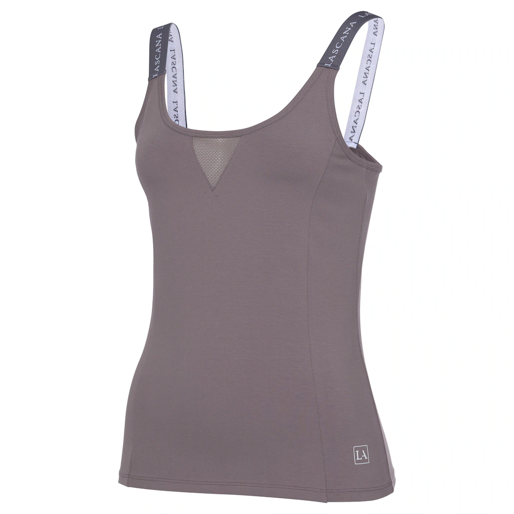 LASCANA ACTIVE Funktionsshirt Mit Beschrifteten Trägern Und Mesh-Einsatz