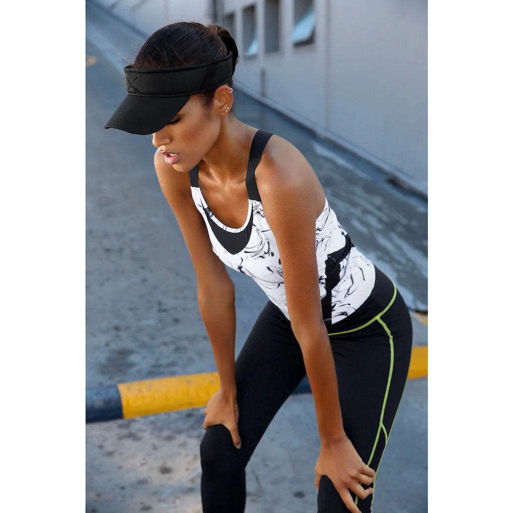 LASCANA ACTIVE Funktionsshirt »White Marble« Mit Gekreuzten Trägern