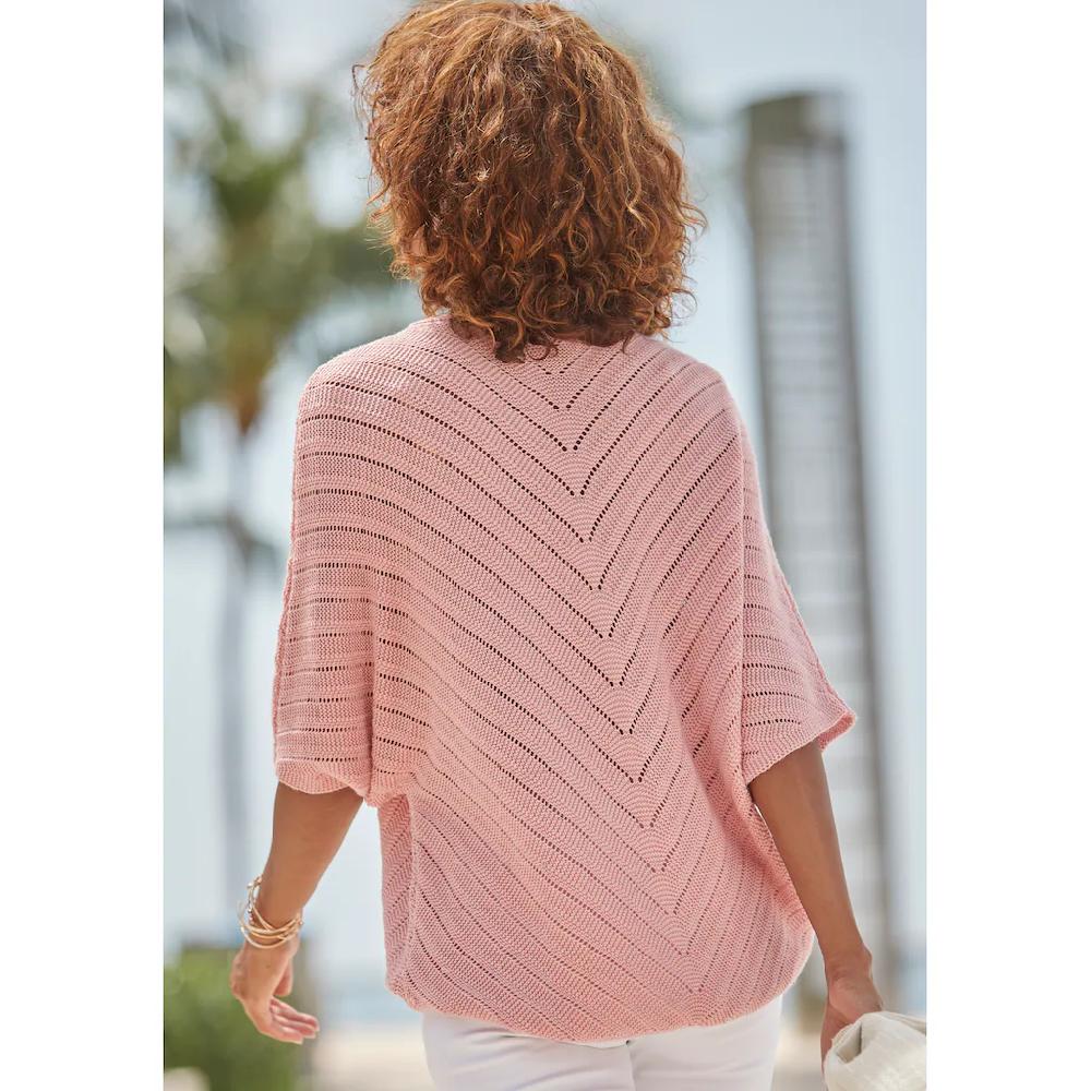 LASCANA Ajourpullover Mit Kurzen Ärmeln Lockerer Strickpullover Aus Baumwolle