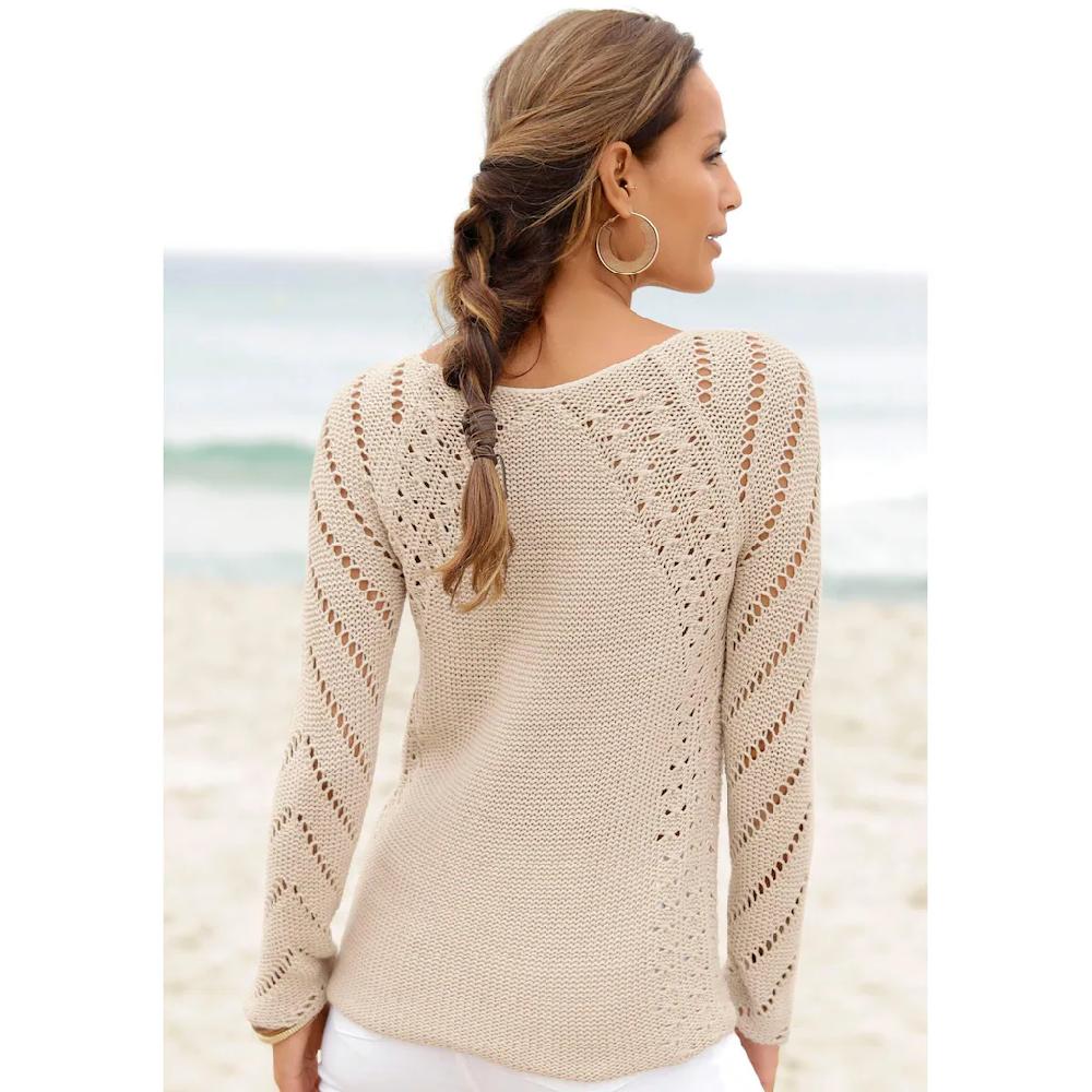 LASCANA Ajourpullover Mit Tollem Lochstrickmuster Strandpullover Leicht Transparent