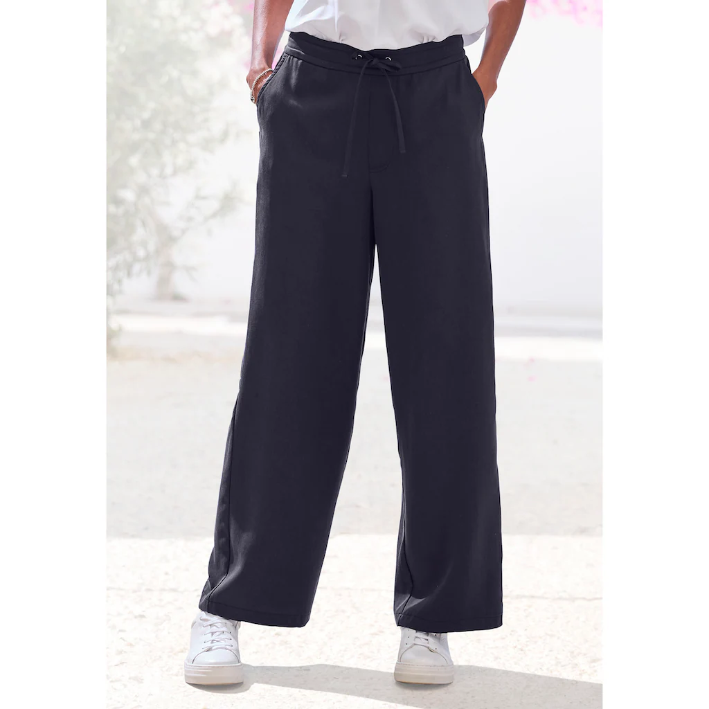 LASCANA Anzughose mit Bindeband Palazzohose aus Lyocell mit Taschen