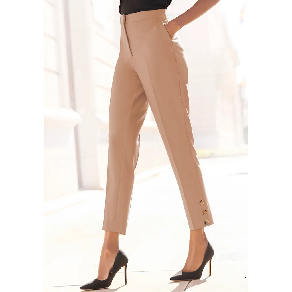 LASCANA Anzughose mit Knöpfen am Beinsaum figurbetont Anzughose Business-Look