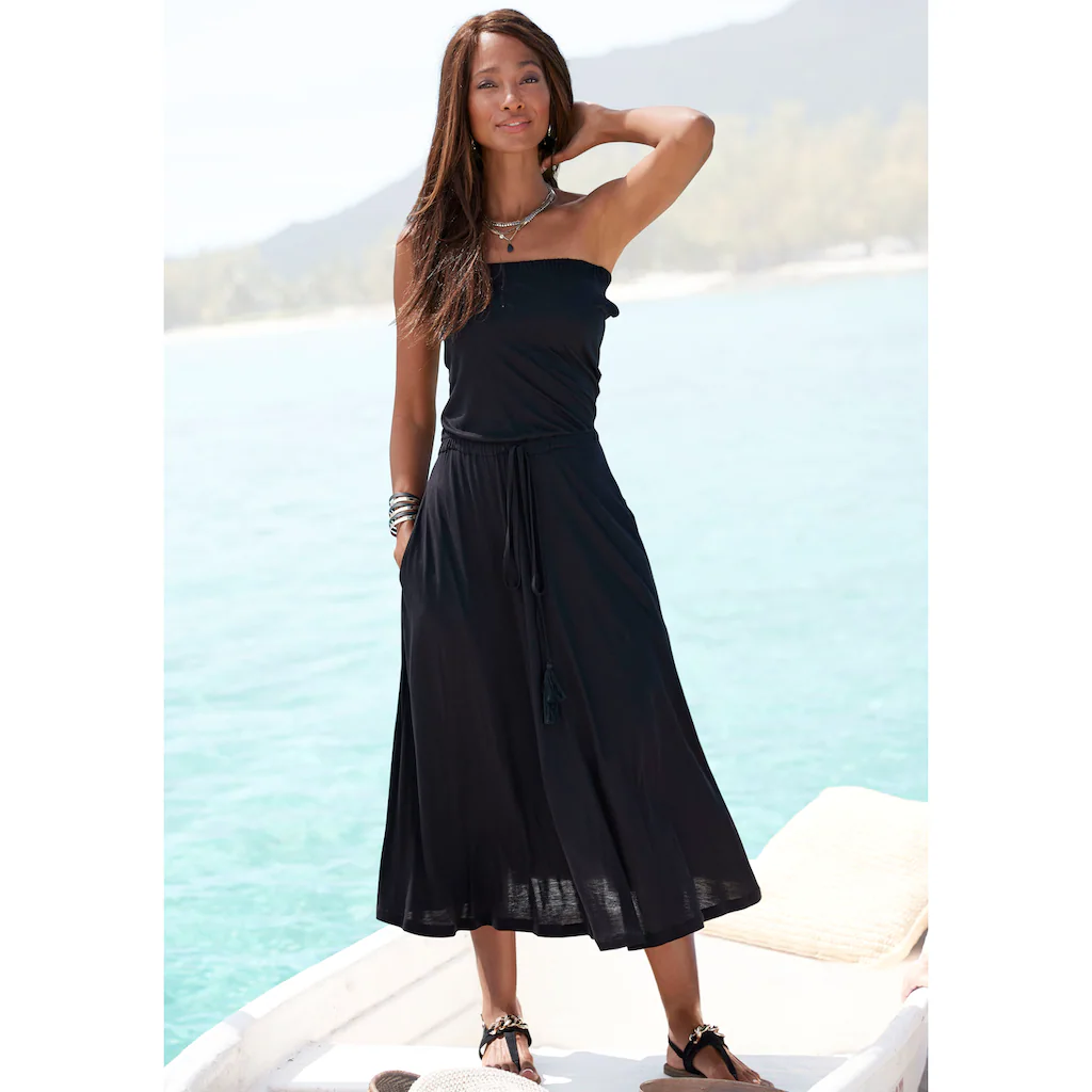 LASCANA Bandeaukleid in Midilänge schulterfreies Sommerkleid Strandkleid Basic