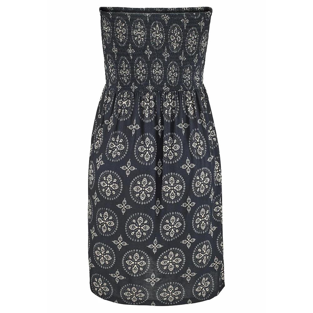 LASCANA Bandeaukleid Mit Gesmoktem Oberteil Im Alloverdruck Schulterfreies Sommerkleid