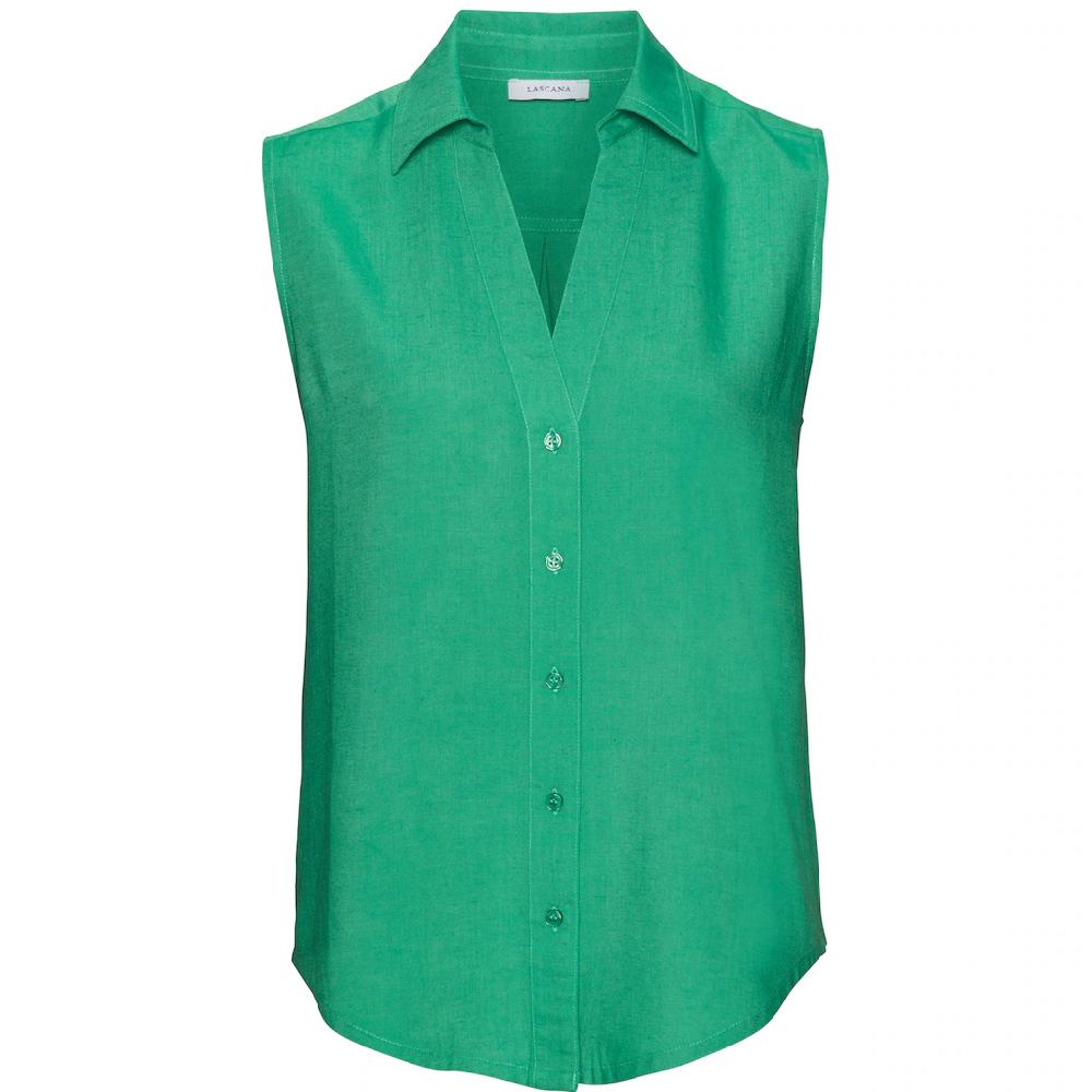 LASCANA Blusentop Aus Softer Webware Mit Leinenanteil Damenbluse Mit Hemdblusenkragen