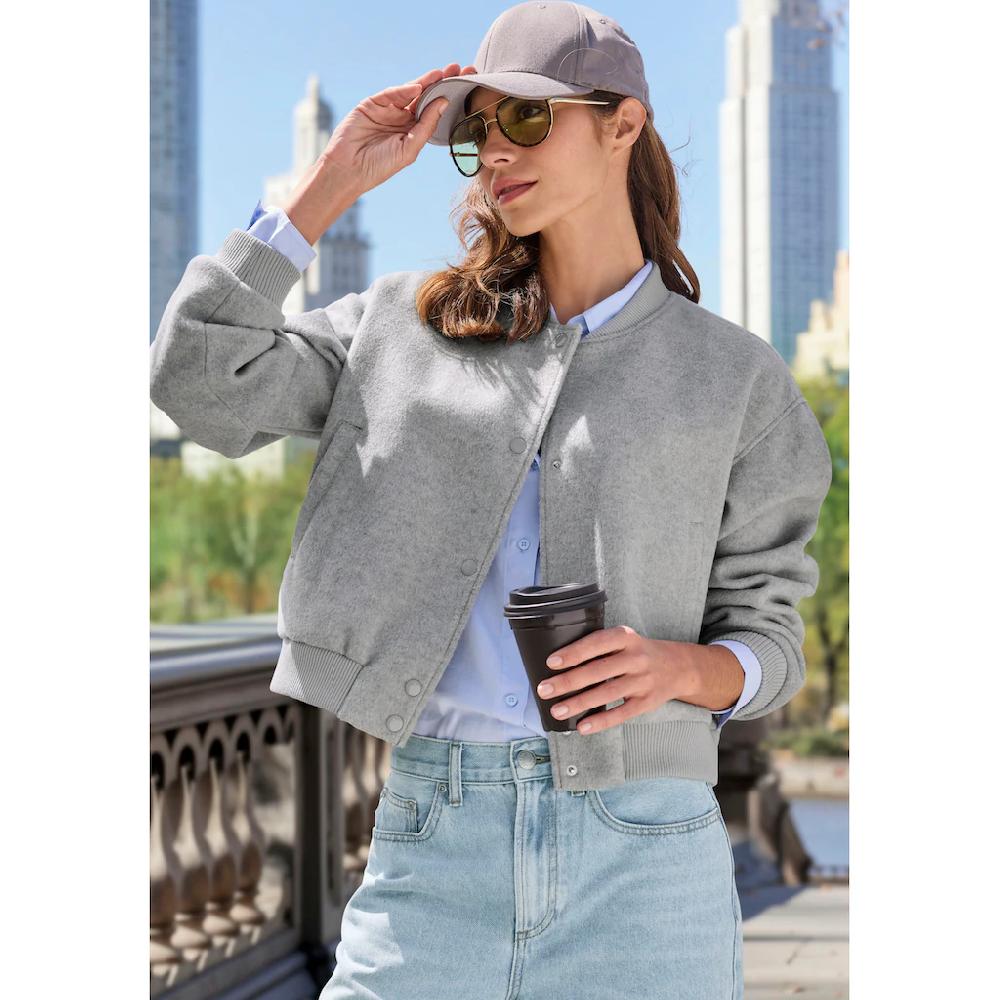 LASCANA Bomberjacke mit Rippbündchen Pilotenjacke mit Druckknöpfen und Taschen