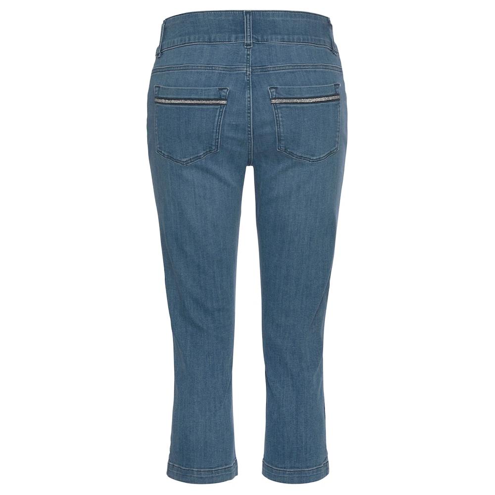 LASCANA Caprijeans Mit Verzierten Taschen Elastische 7/8-Jeans Aus Baumwolle