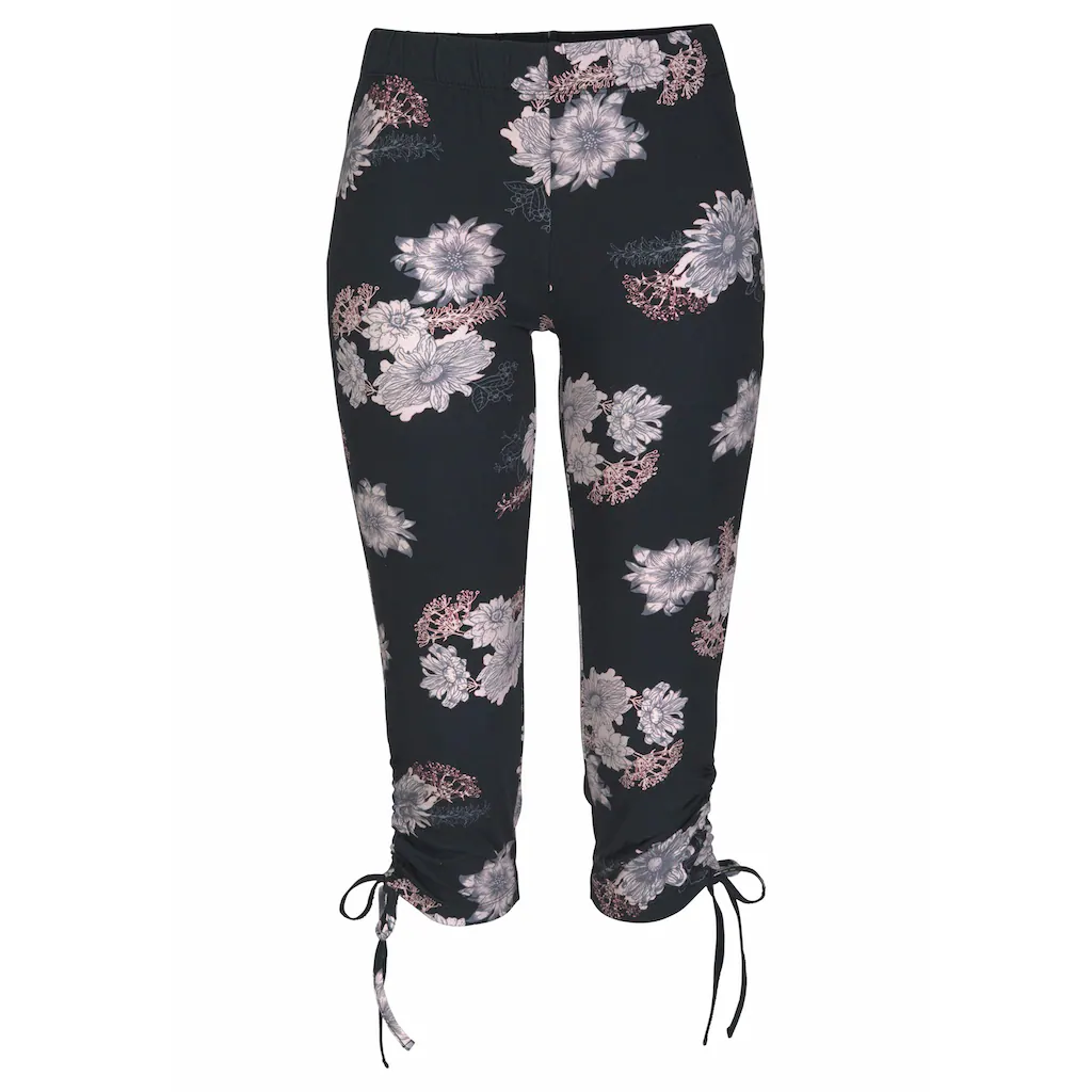 LASCANA Caprileggings Mit Seitlicher Raffung Und Allover-Druck 3/4-Länge Stretch