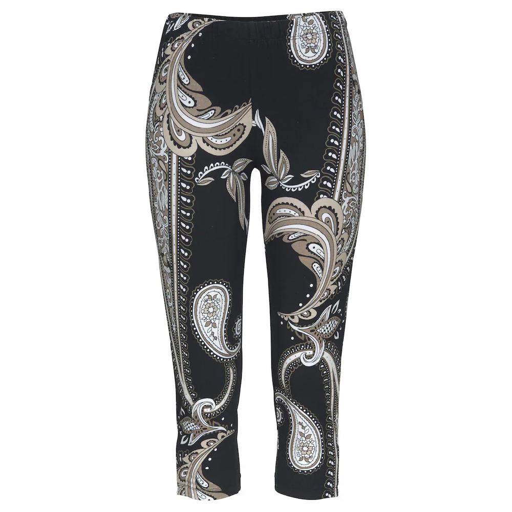 LASCANA Caprileggings Mit Zierbändern Am Beinabschluss Allover-Druck 3/4-Länge