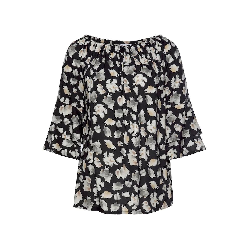 LASCANA Carmenbluse Mit Alloverprint Damenbluse Schulterfrei Casual