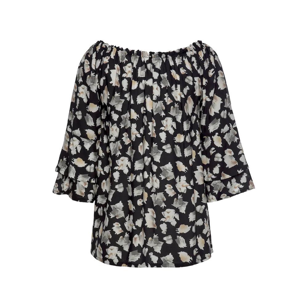 LASCANA Carmenbluse Mit Alloverprint Damenbluse Schulterfrei Casual