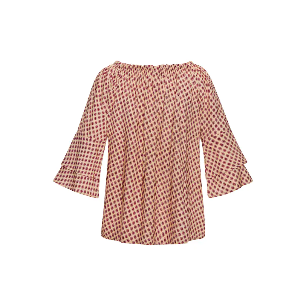LASCANA Carmenbluse Mit Punkteprint Damenbluse Schulterfrei Casual