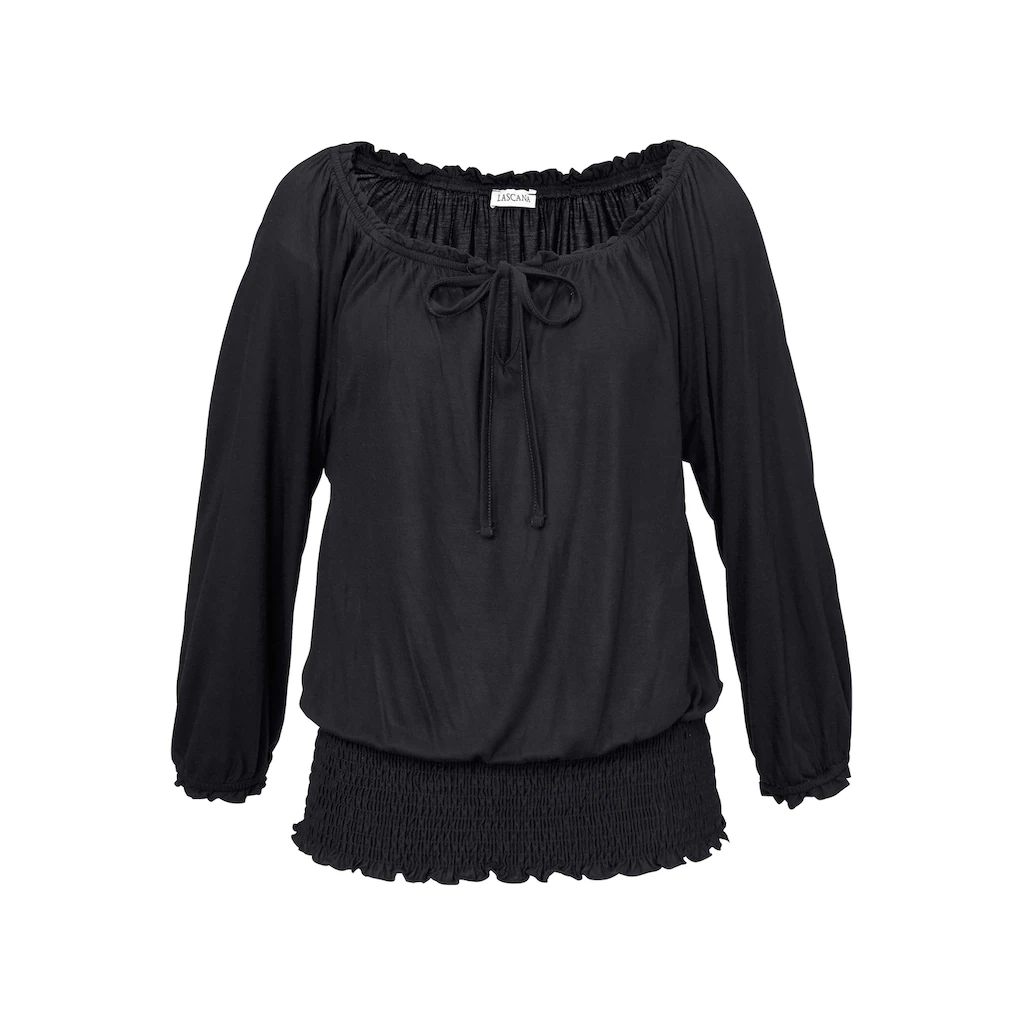 LASCANA Carmenshirt Mit 3/4-Ärmeln Blusenshirt Mit Bindeband Und Gummizug
