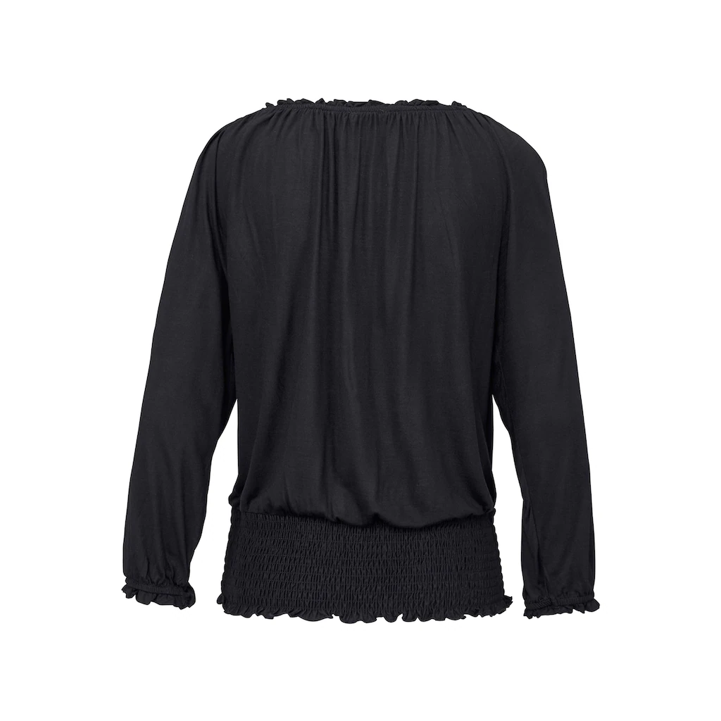 LASCANA Carmenshirt Mit 3/4-Ärmeln Blusenshirt Mit Bindeband Und Gummizug