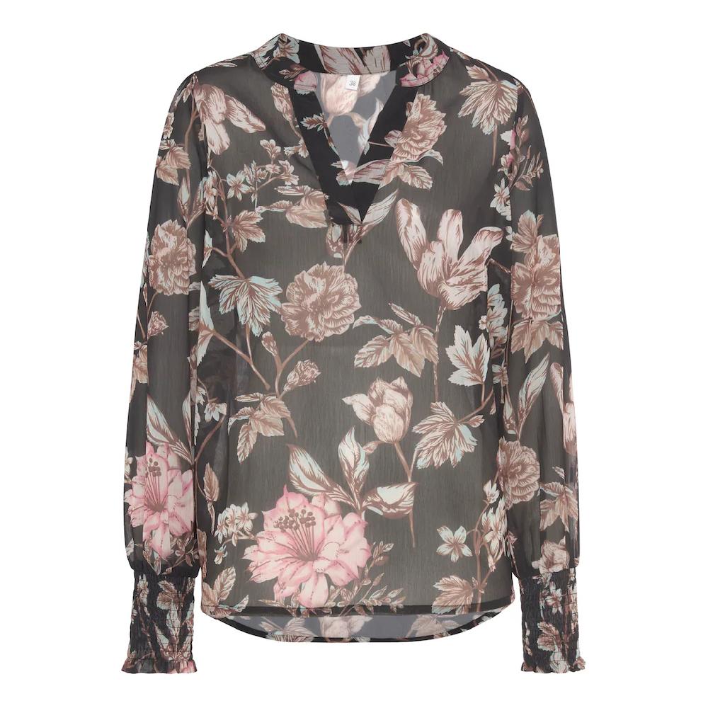 LASCANA Chiffonbluse Mit Blumendruck Und V-Ausschnitt Damenbluse Elegant-chic
