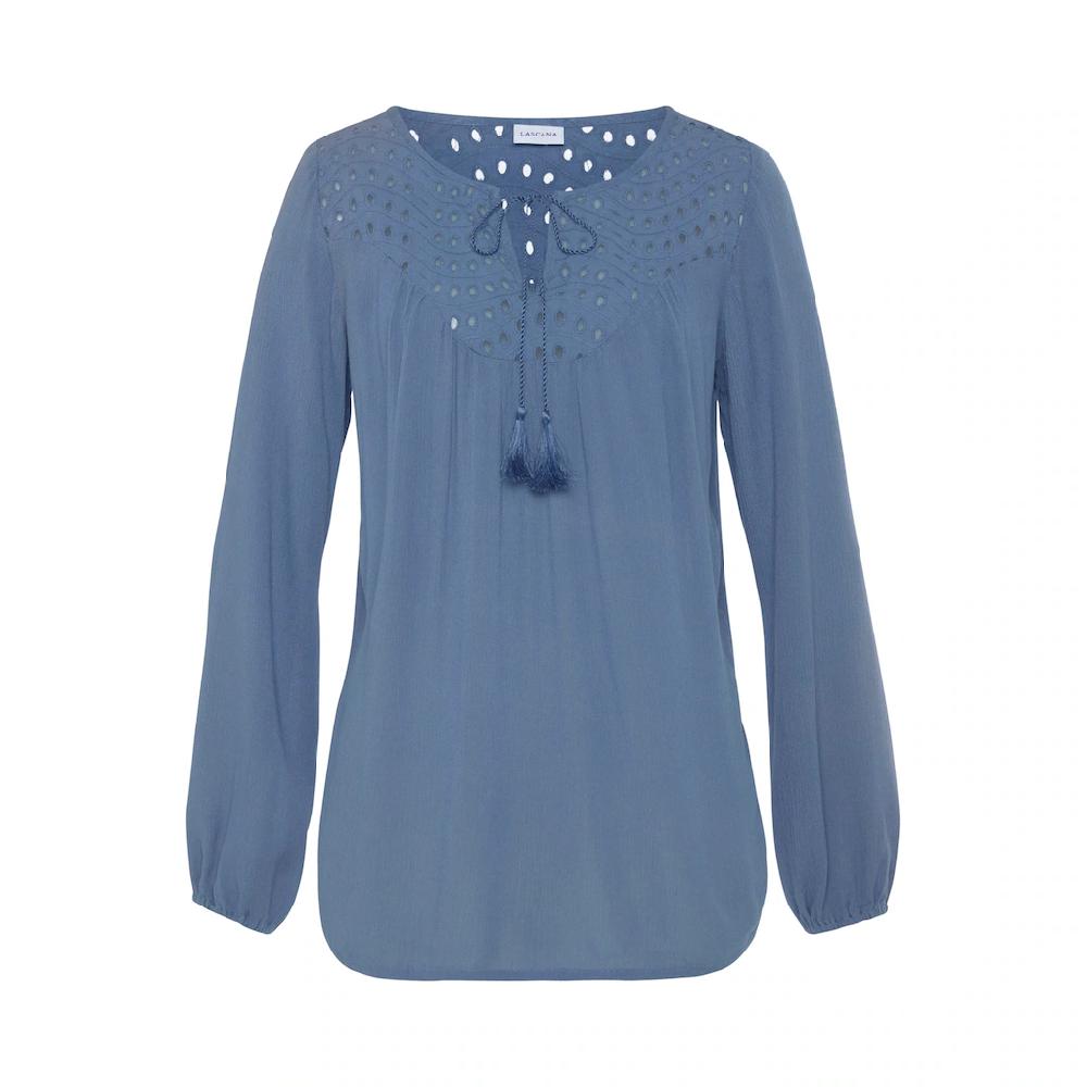 LASCANA Crepebluse Mit Lochstickerei Damenbluse Lockere Passform