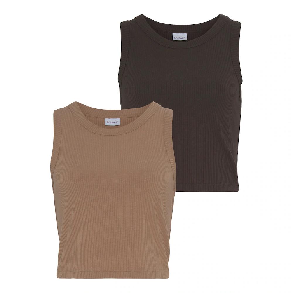 LASCANA Crop-Top (2er-Pack) Aus Weicher Rippware Sommerliche Basic Tops