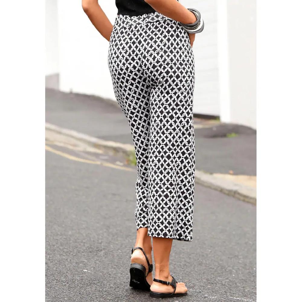 LASCANA Culotte (mit Bindegürtel) Mit Alloverdruck 7/8-Hose Jerseyhose