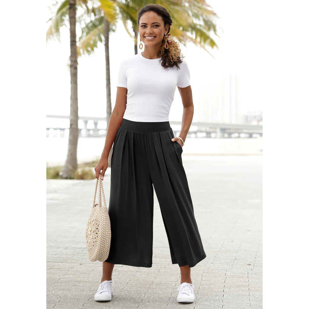 LASCANA Culotte Mit Extra-weitem Bein Und Taschen Bequeme Jerseyhose
