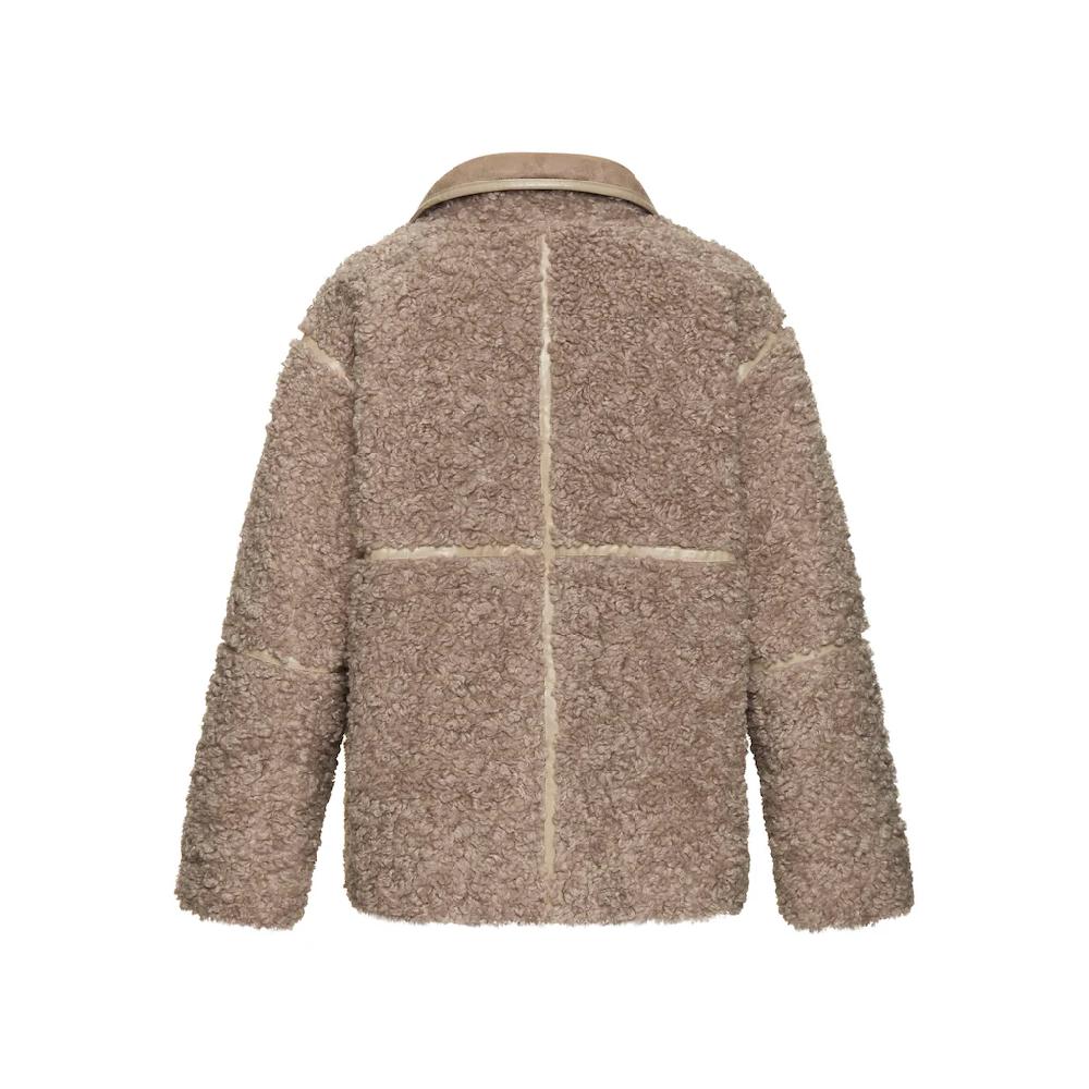 LASCANA Fellimitatjacke Mit Lederimitat-Einsätzen Sherpa-Jacke Aus Teddyplüsch Mit Taschen