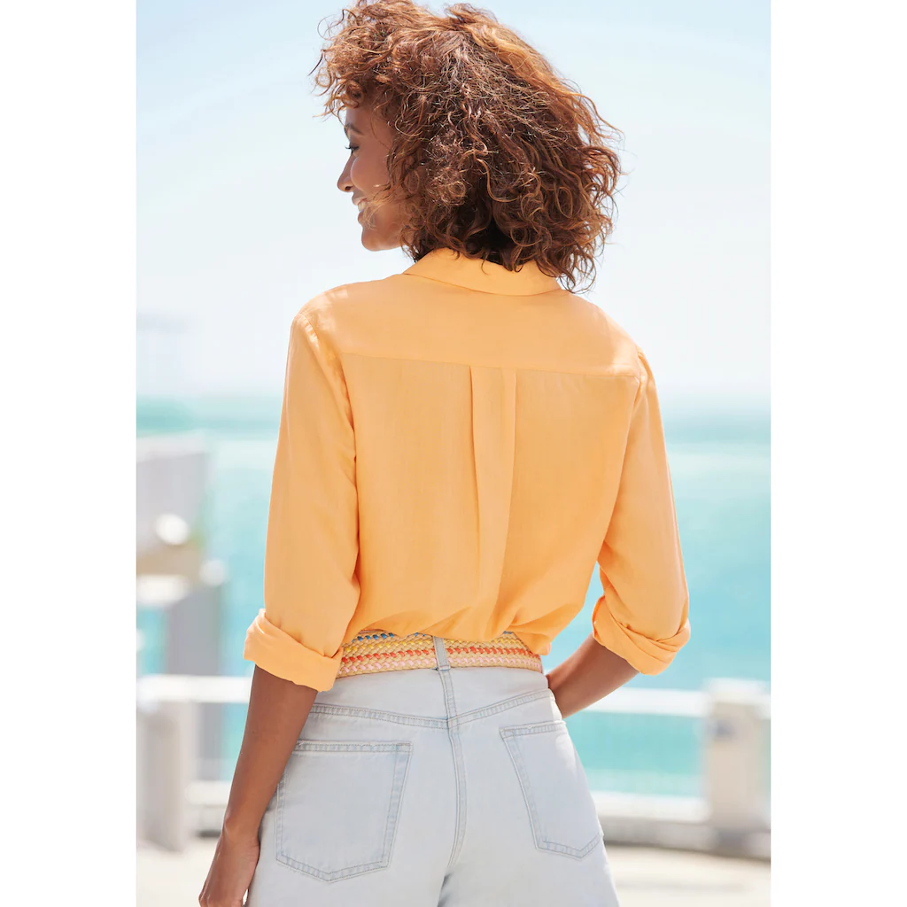 LASCANA Hemdbluse Aus Leinenmix Damenbluse Mit Hemdkragen Und Knopfleiste