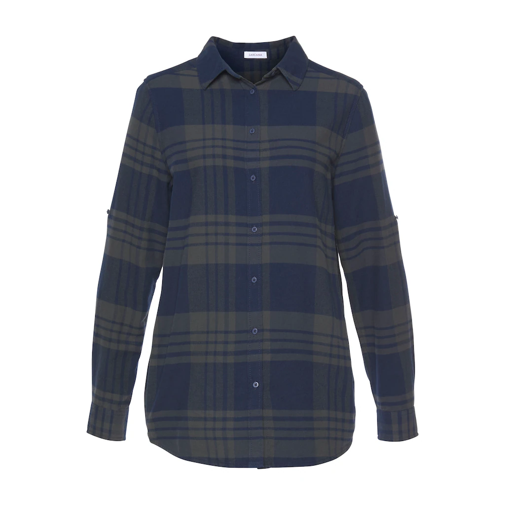 LASCANA Hemdbluse Aus Weichem Flanell Karobluse Aus Baumwolle Damenbluse