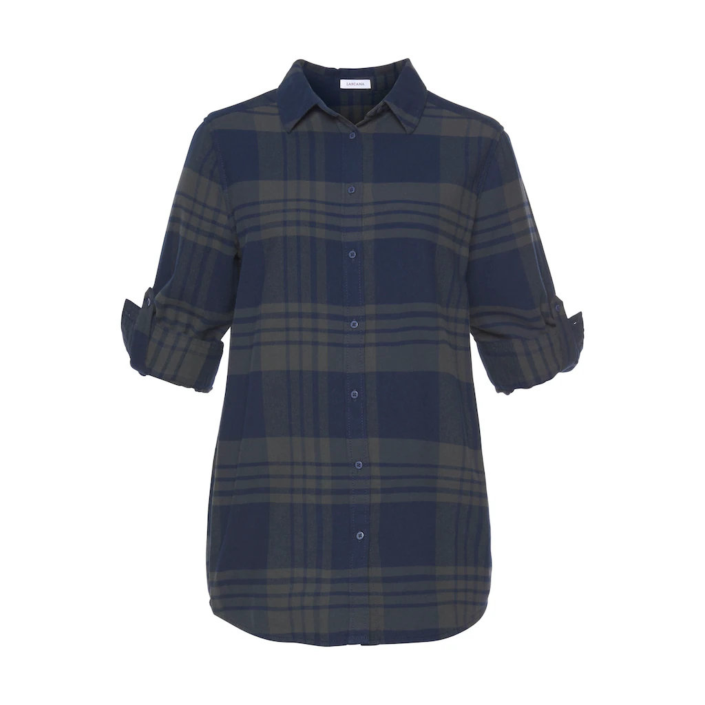 LASCANA Hemdbluse Aus Weichem Flanell Karobluse Aus Baumwolle Damenbluse