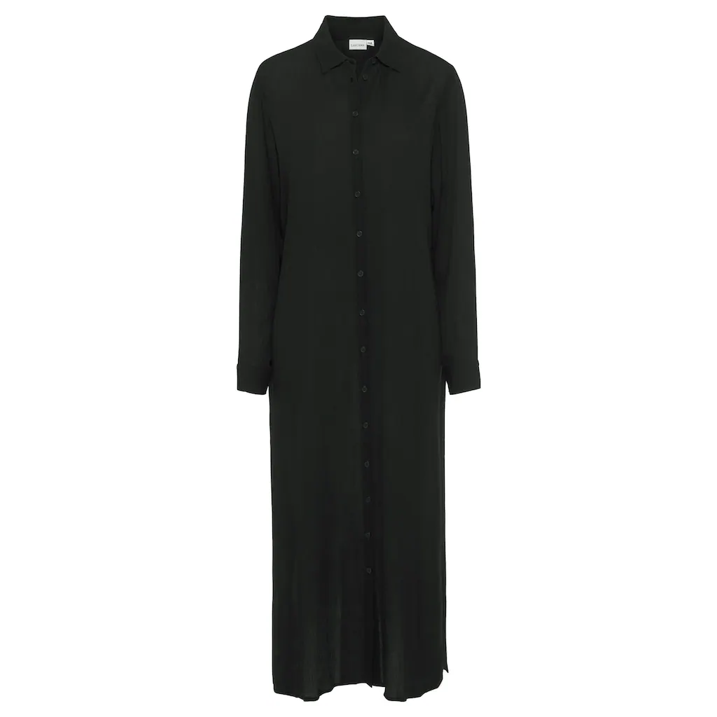 LASCANA Hemdblusenkleid Aus Gekreppter Viskose Maxikleid Mit Schlitz Sommerkleid