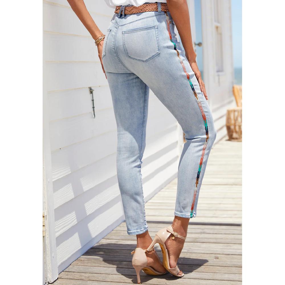 LASCANA High-waist-Jeans Mit Seitlicher Stickerei Elastische Skinny-Jeans