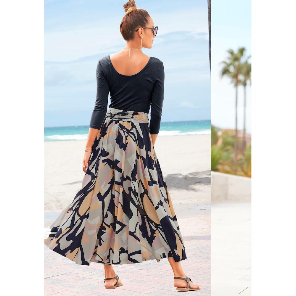 LASCANA Hosenrock Mit Grafischem Alloverdruck Culotte Extraweites Bein
