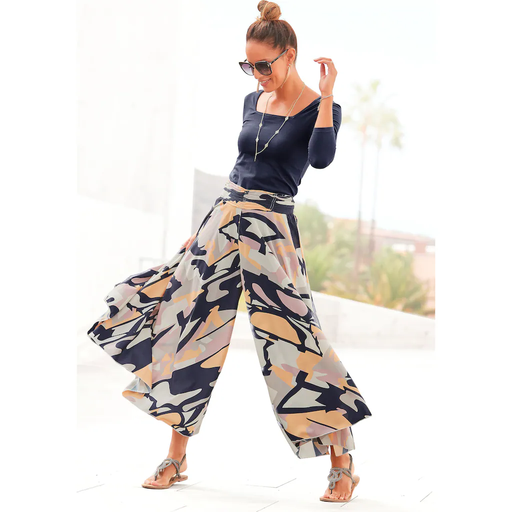 LASCANA Hosenrock mit grafischem Alloverdruck Culotte extraweites Bein