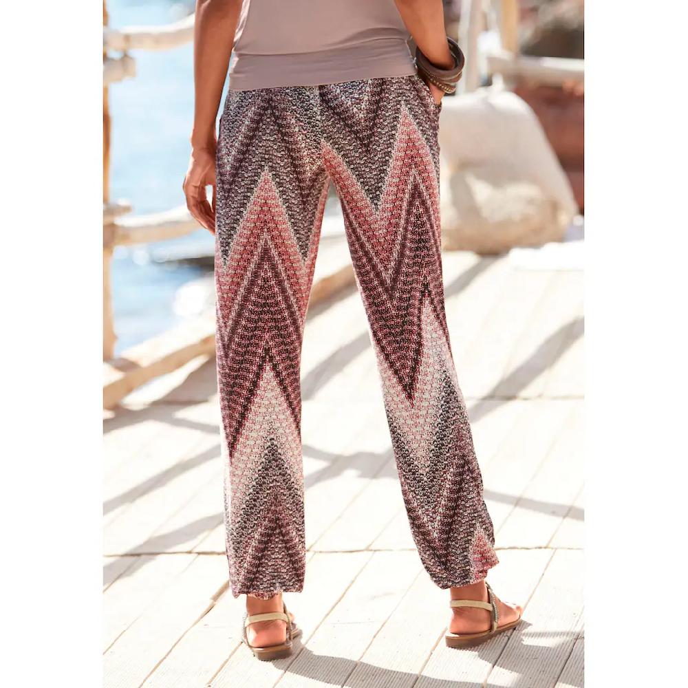 LASCANA Jerseyhose Mit Alloverprint Und Taschen Stretchbund Strandhose
