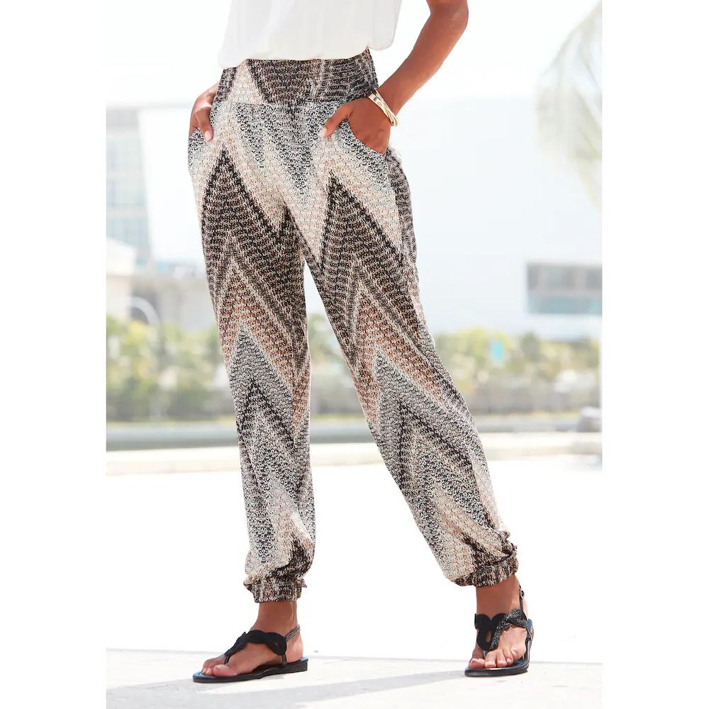 LASCANA Jerseyhose mit Alloverprint und Taschen Stretchbund Strandhose