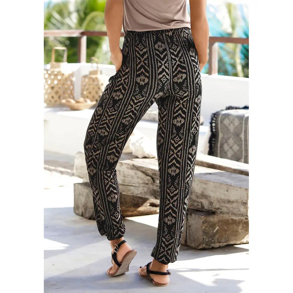 LASCANA Jerseyhose Mit Ethnomuster Und Taschen Sommerhose