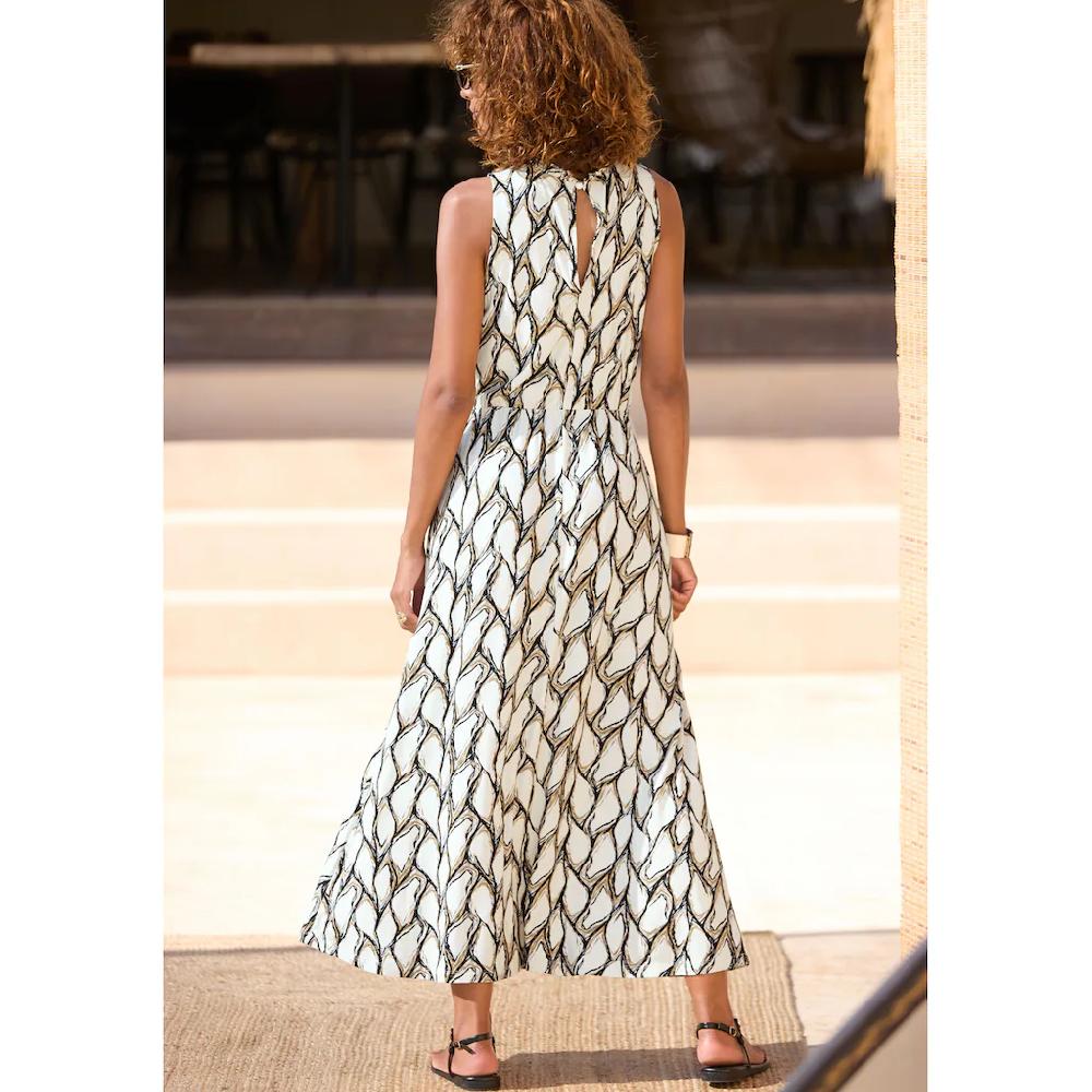 LASCANA Jerseykleid Mit Alloverdruck Midikleid Hochgeschlossen Sommerlich-elegant