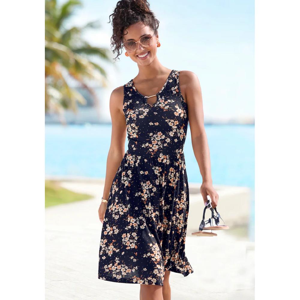 LASCANA Jerseykleid mit Blumendruck Sommerkleid