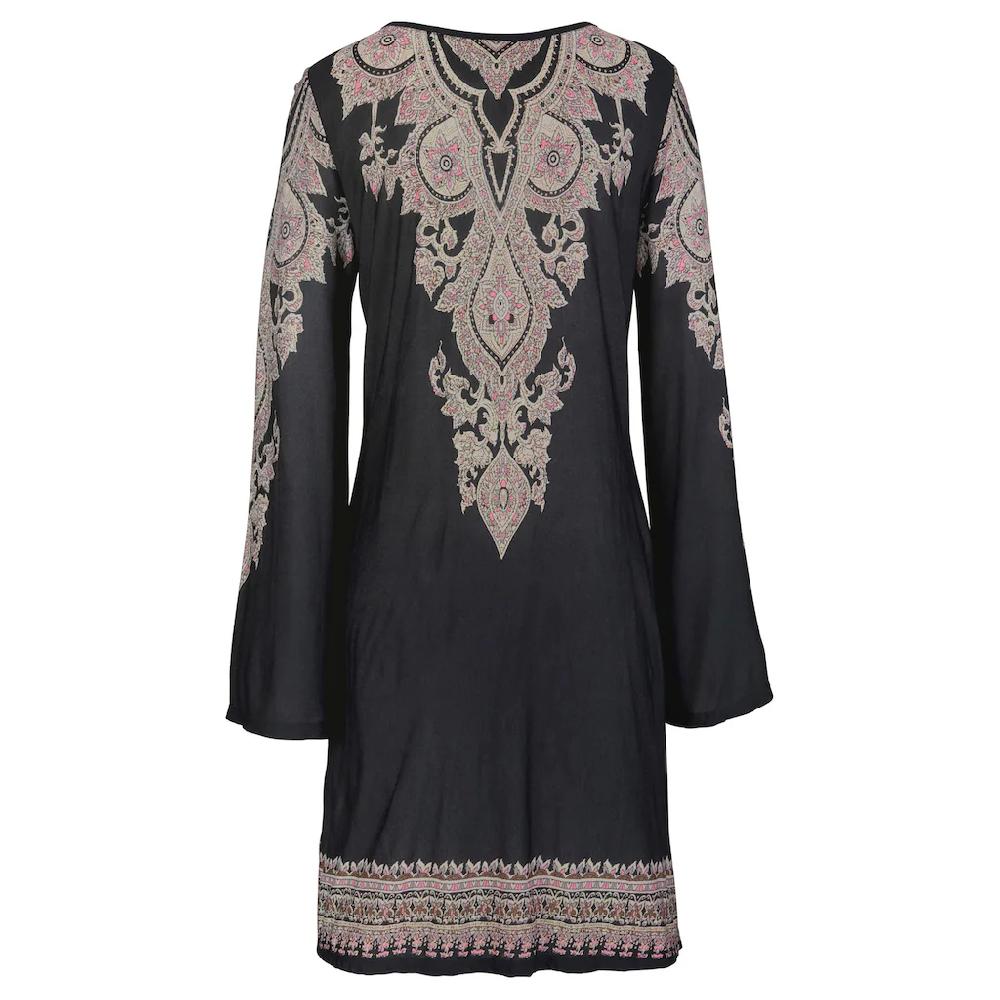 LASCANA Jerseykleid Mit Bordürendruck Und Schnürung Am Ausschnitt Sommerkleid