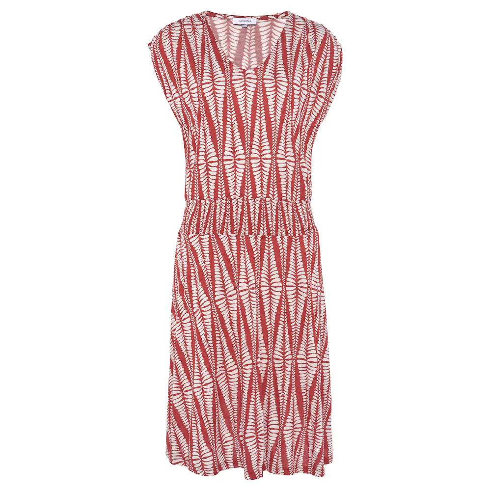 LASCANA Jerseykleid Mit Breitem Smokbund Kurzes Sommerkleid Mit Alloverprint