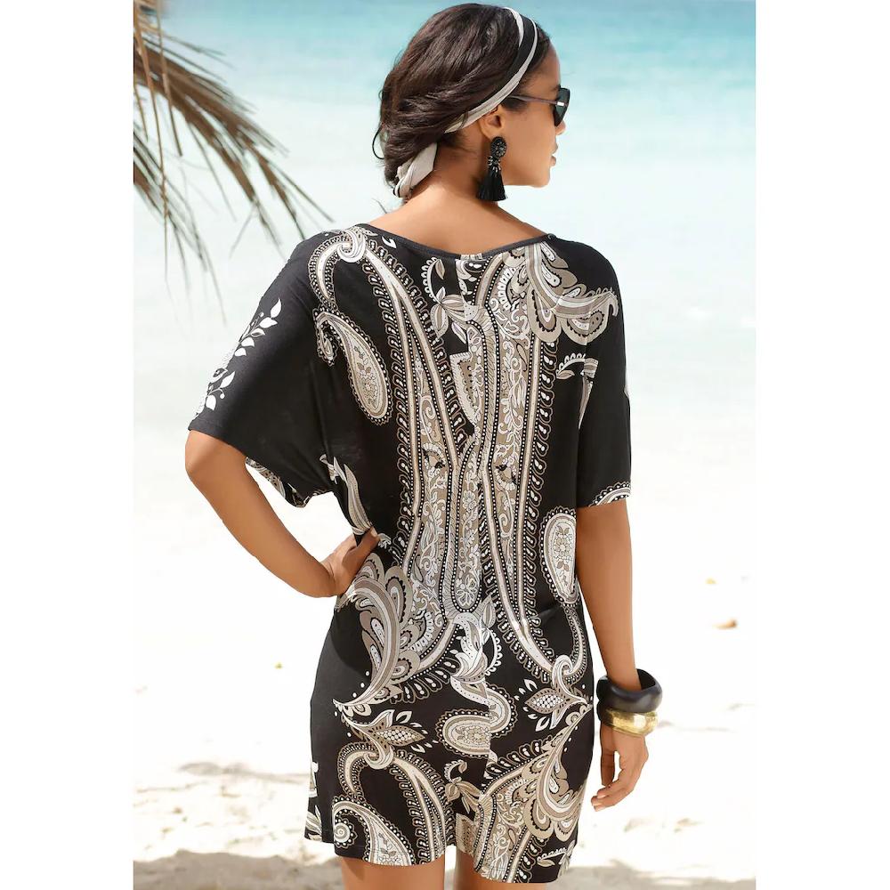 LASCANA Jerseykleid Mit Zierdetail Am Ausschnitt Sommerliches Tunikakleid Strandkleid