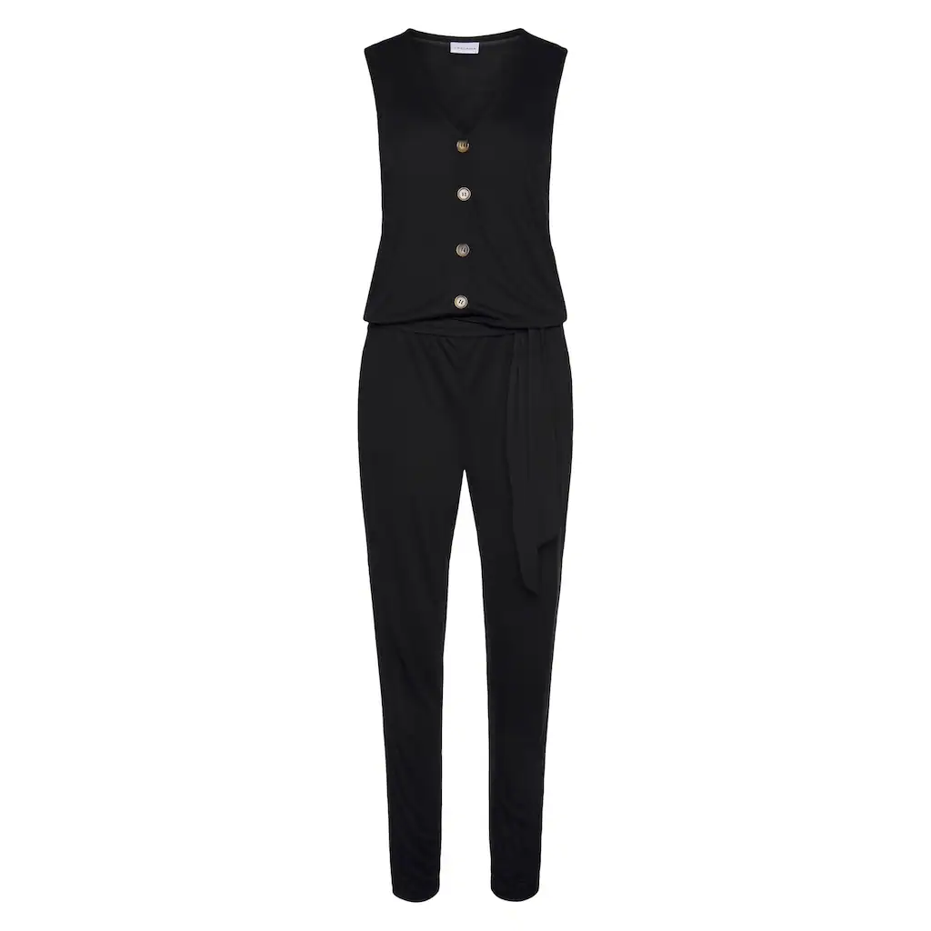 LASCANA Jumpsuit (mit Bindegürtel) Und Knopfleiste Vorne Bequemer Overall Mit Taschen