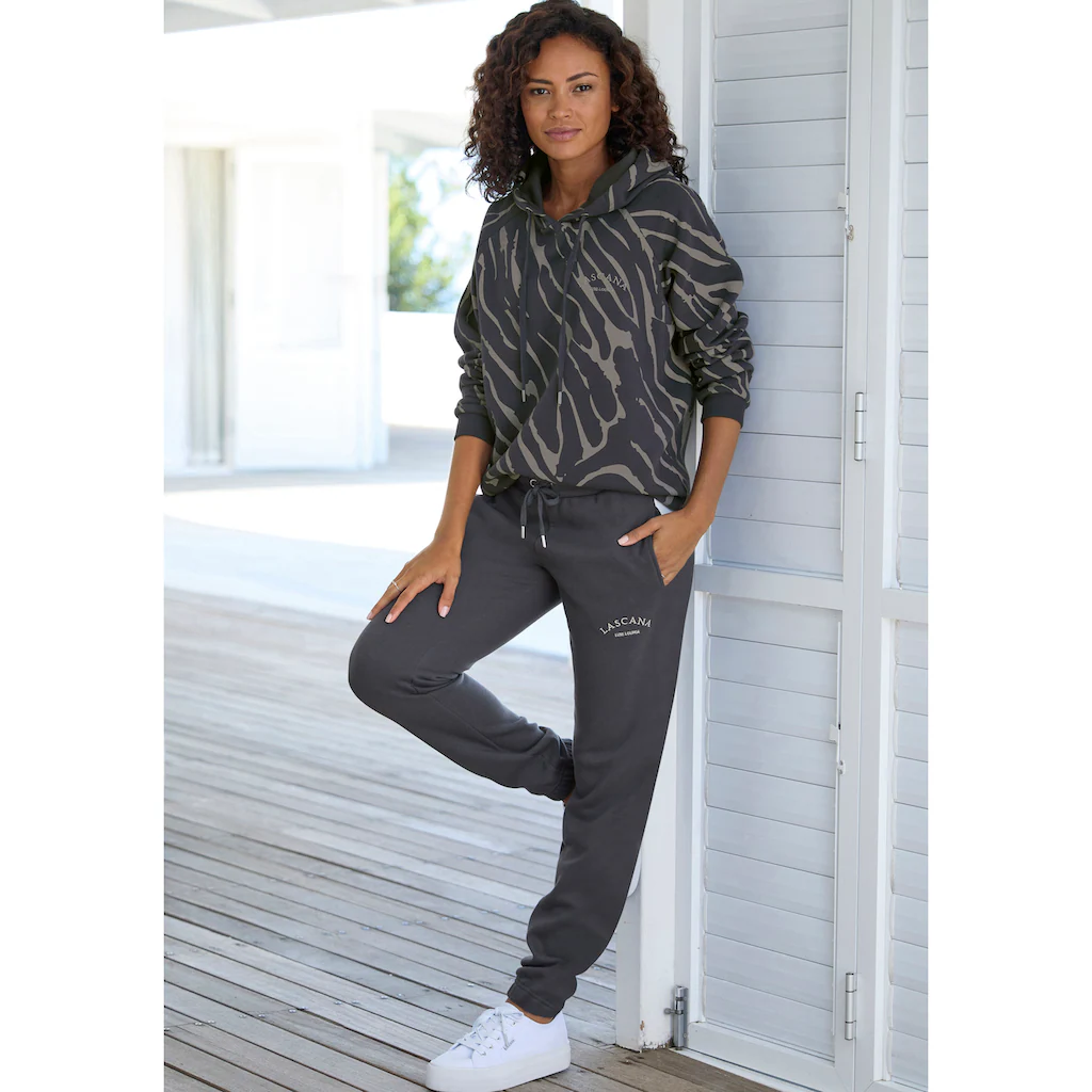 LASCANA Kapuzensweatshirt Mit Zebramuster Loungewear