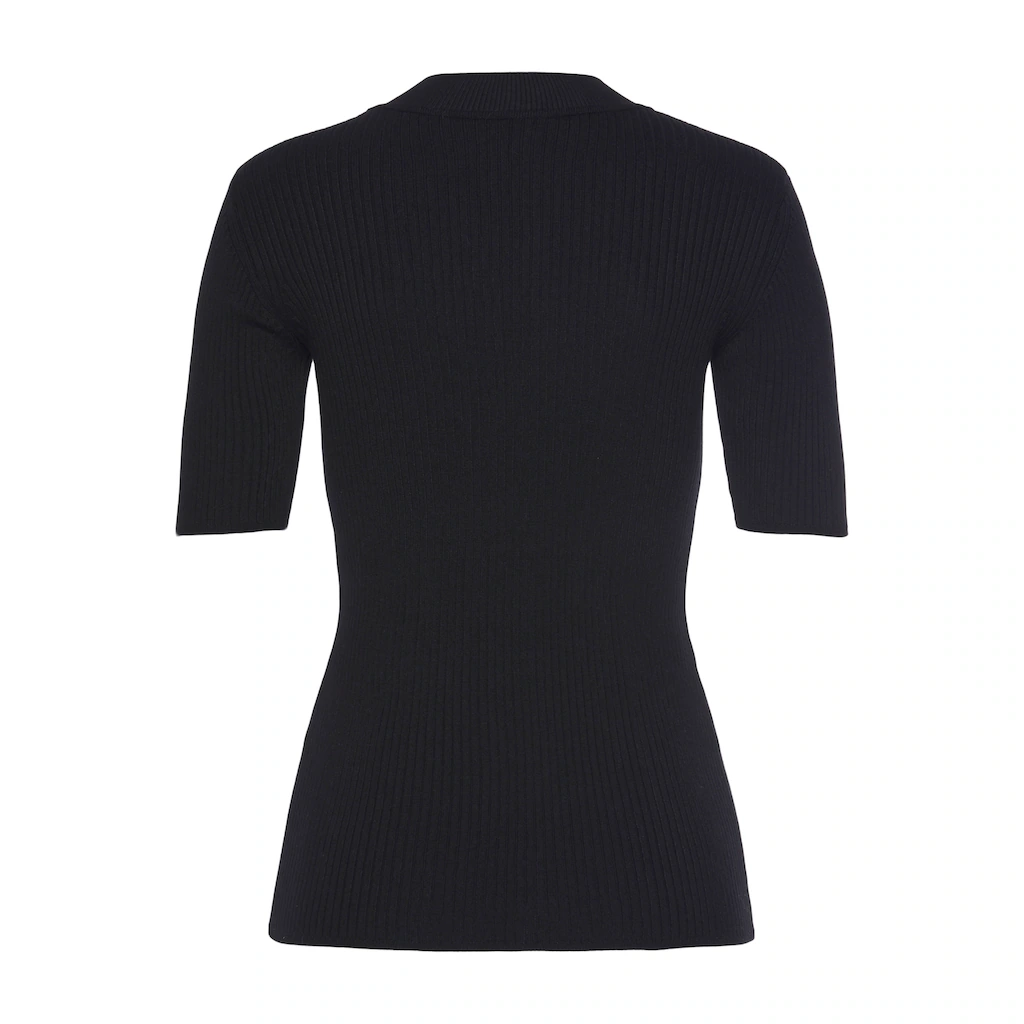 LASCANA Kurzarmpullover Mit Rippstruktur Figurbetonter Strickpullover Basic