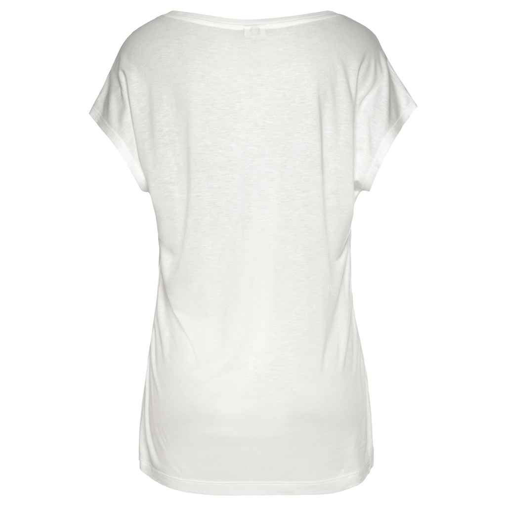 LASCANA Kurzarmshirt Mit Frontprint Lockeres T-Shirt Mit Vorderseite Aus Satin