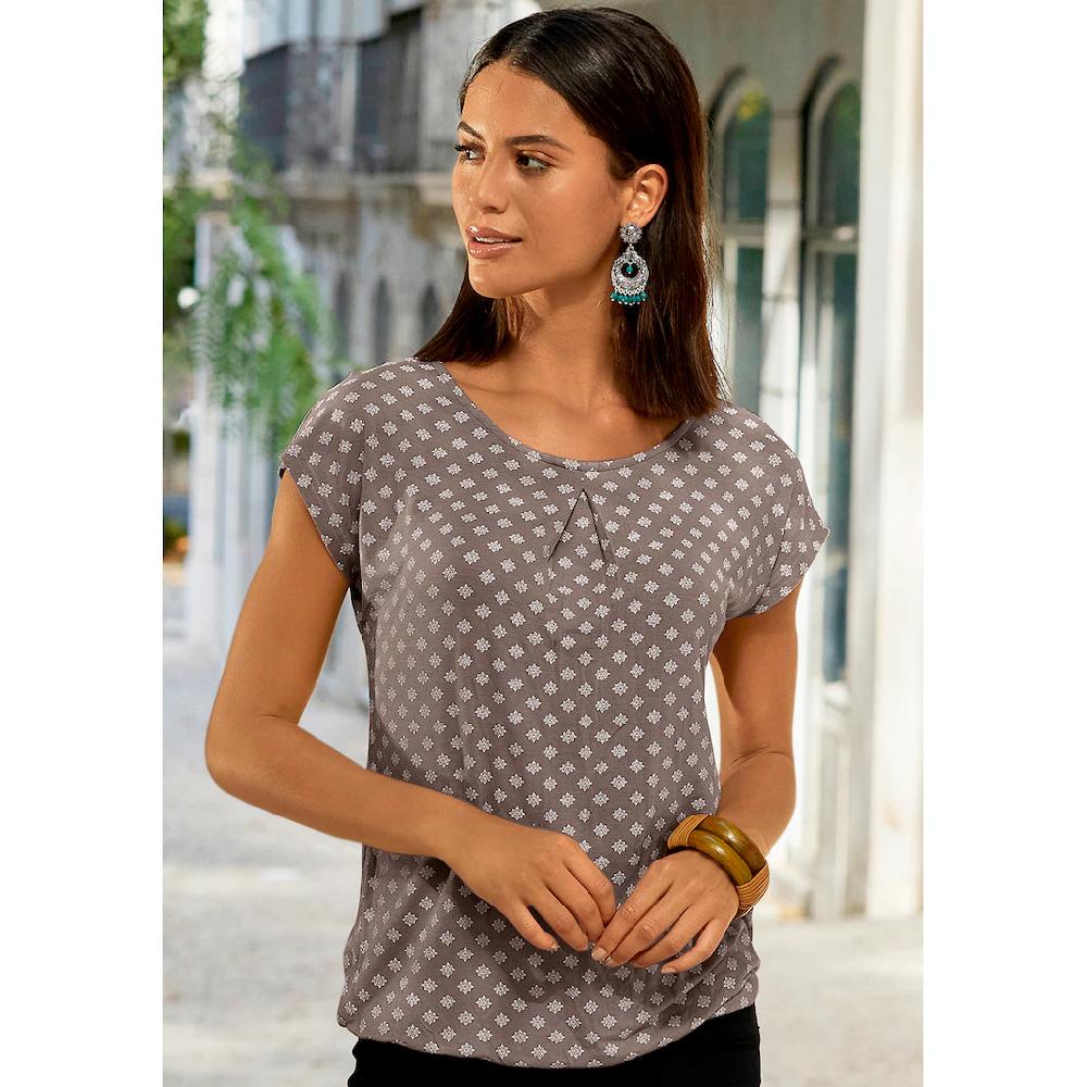 LASCANA Kurzarmshirt »mit Kellerfalte Am Ausschnitt« (2er-Pack) Aus Weichem Viskose-Stretch