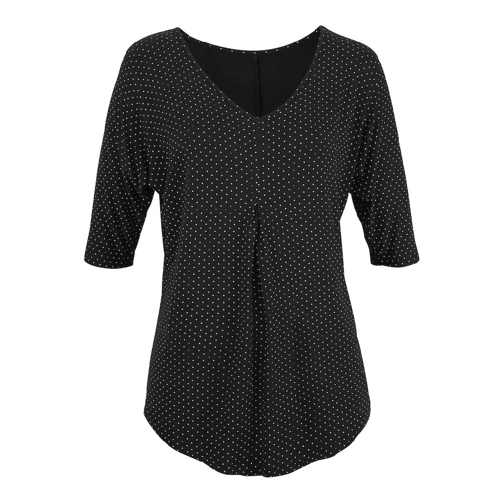 LASCANA Kurzarmshirt »mit Kellerfalte« Aus Weichem Viskose-Stretch